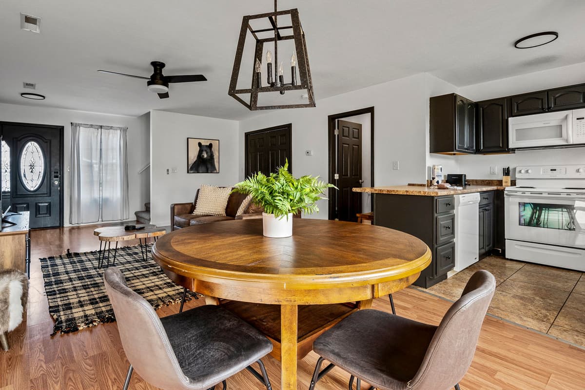 The open layout makes it easy to prepare meals while staying connected with family and friends.