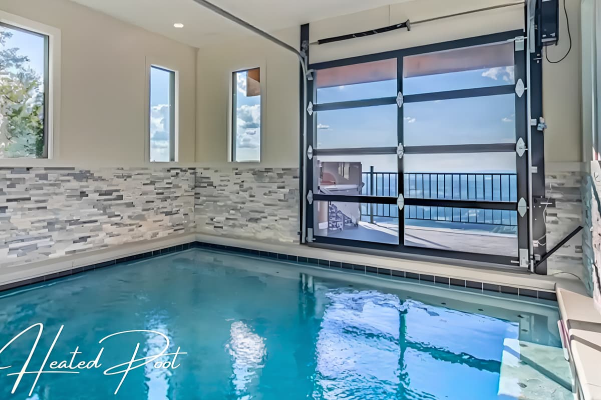 Make a splash year-round in the indoor heated pool, tucked behind a spacious glass garage-style door.
