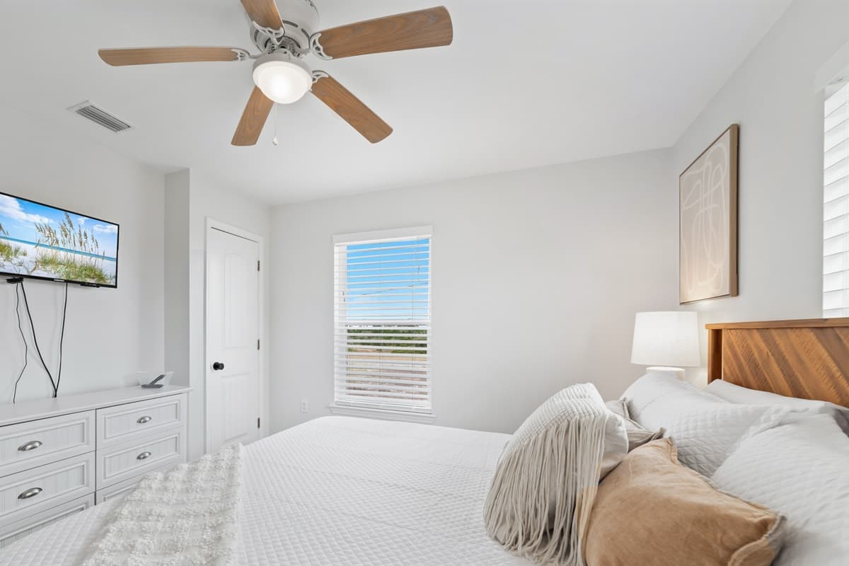 With a plush king-sized bed, it's the perfect spot to relax and recharge after a day of fun at the beach!