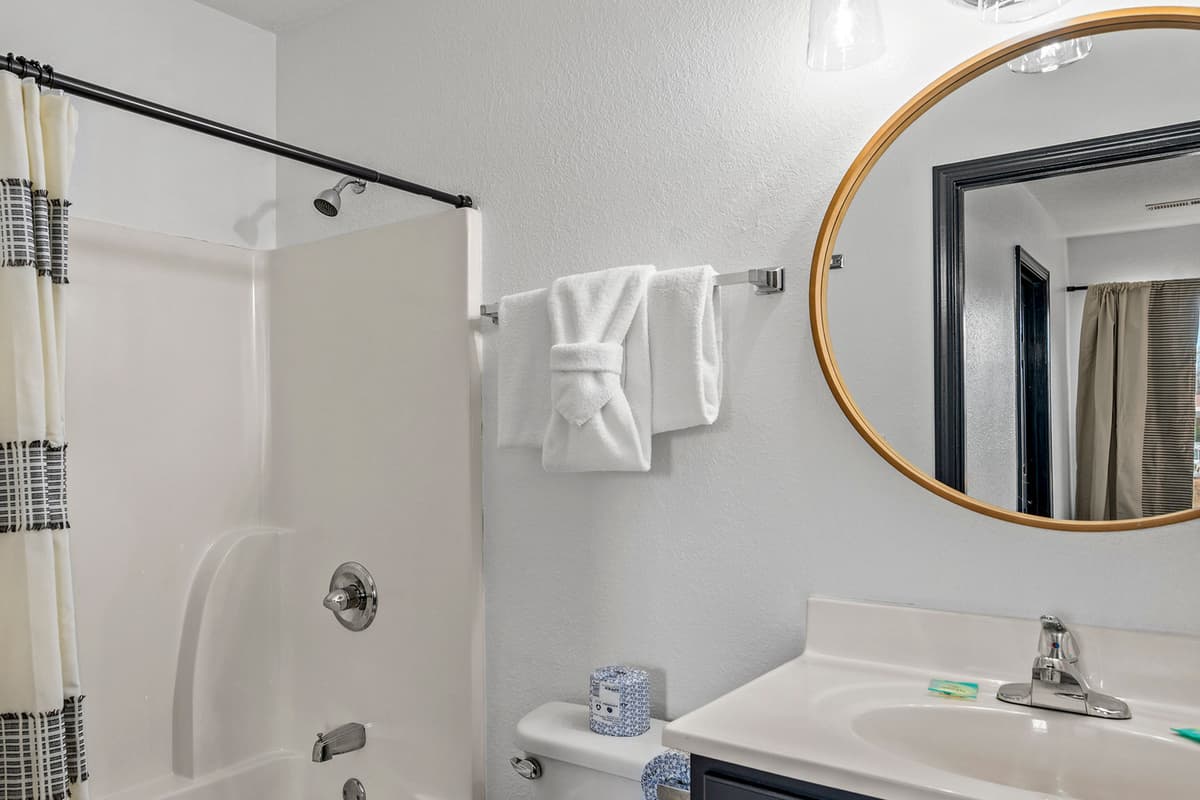 Refresh and unwind in the spacious full bathroom, thoughtfully designed for your comfort.