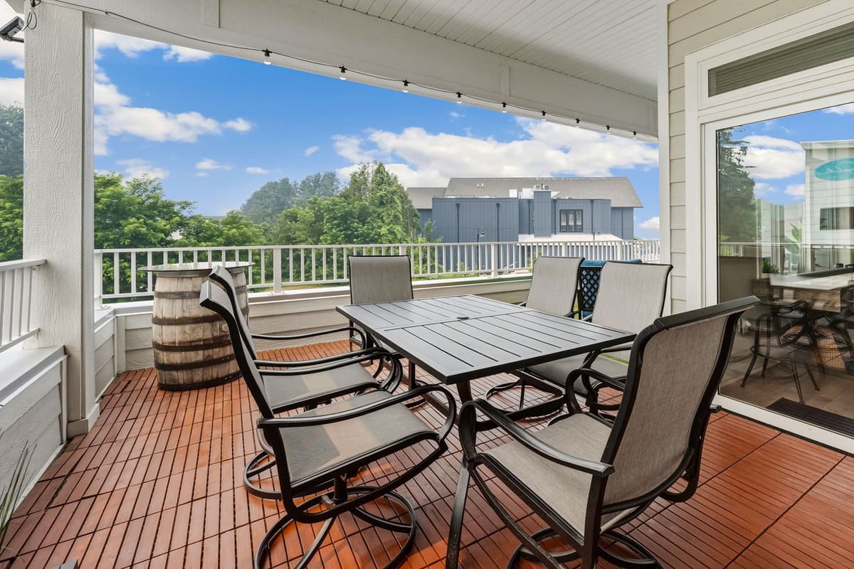 The seamless connection between the bedroom and outdoor space gives the room an airy, open feel.