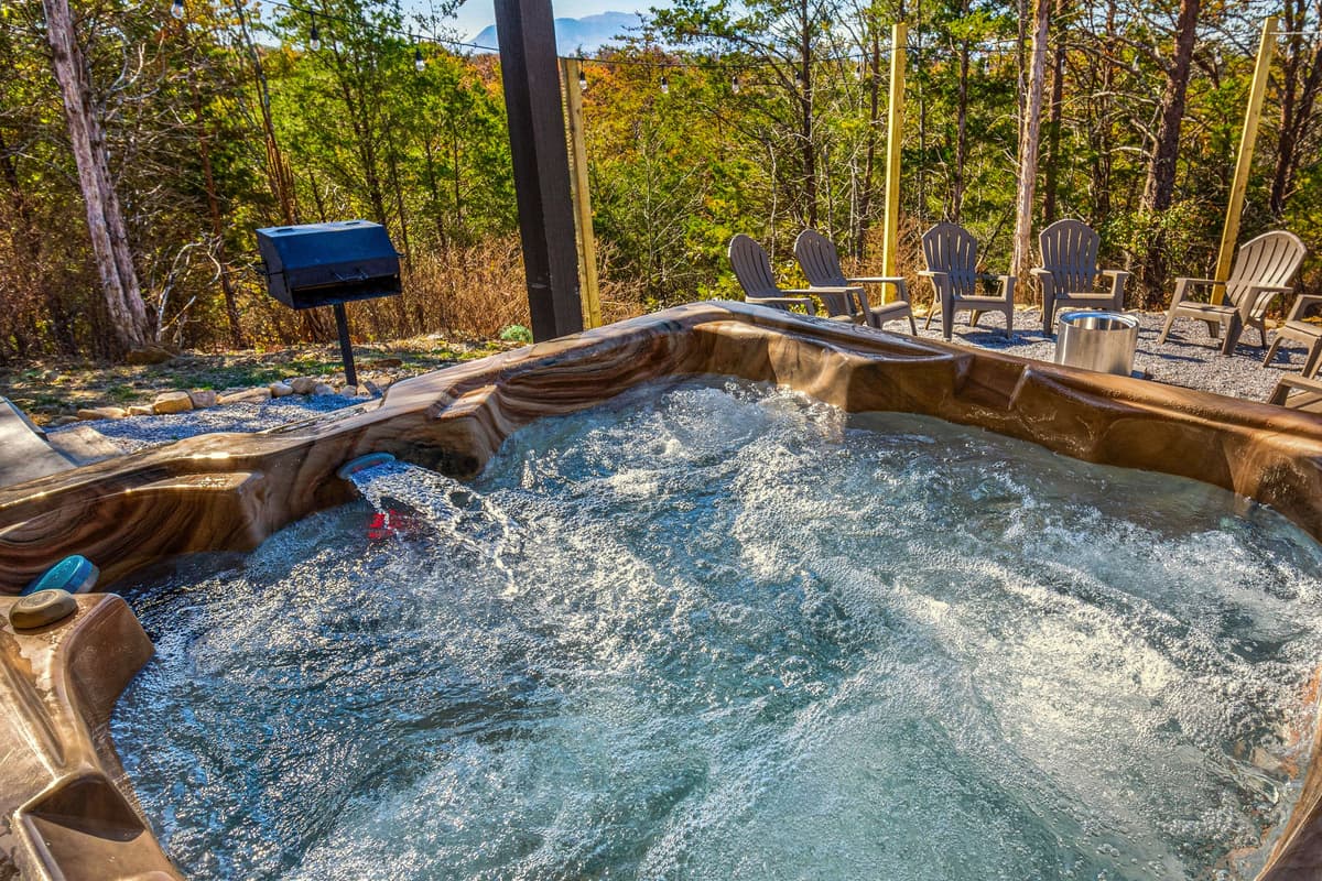 Sink into the warm, bubbling hot tub and let the peaceful mountain surroundings melt your worries away.