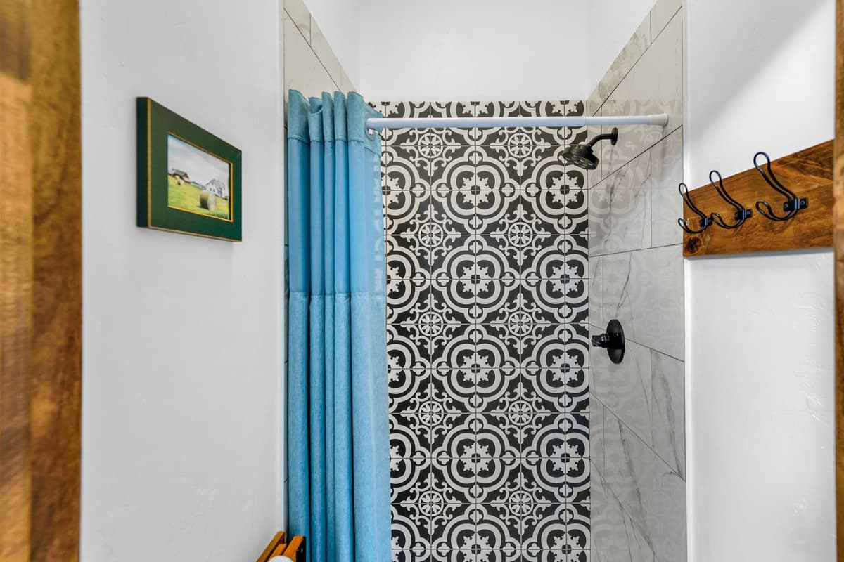 The walk-in shower provides a convenient and relaxing way to start or end your day.