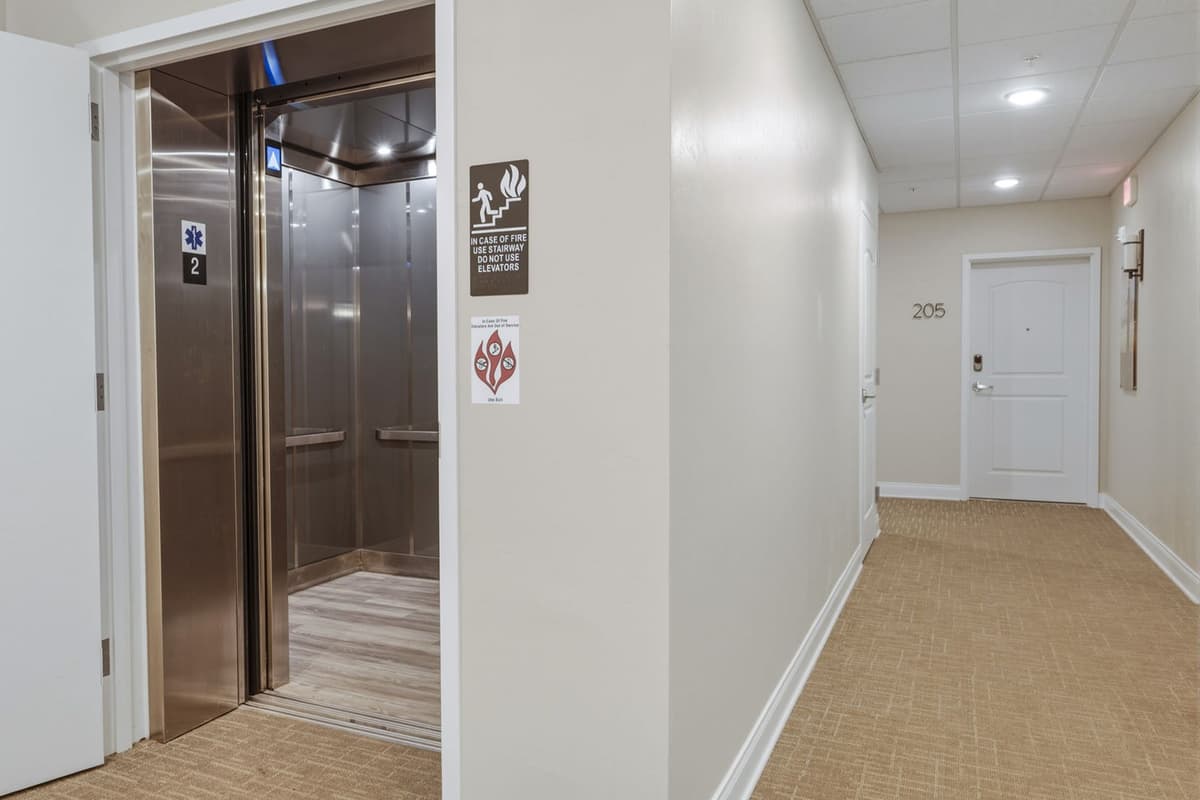 The elevator provides an easy and comfortable way to reach your condo without needing to use the stairs. Once upstairs, you’ll find your unit just a short walk from the elevator.