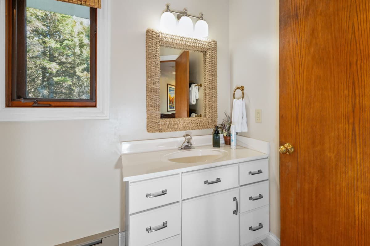 Take a relaxing soak or enjoy a quick shower before heading out for the day.