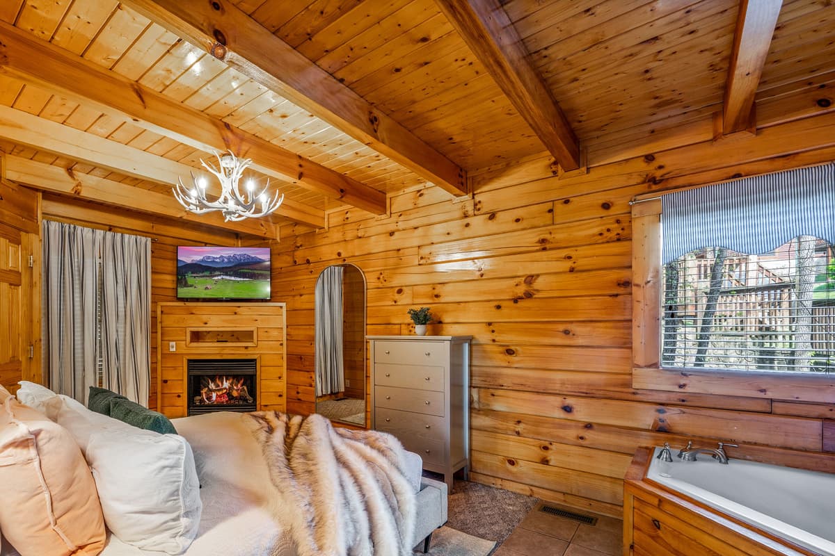 A comfortable king bed, a beautiful soaking spot, and a bedroom made for unwinding.