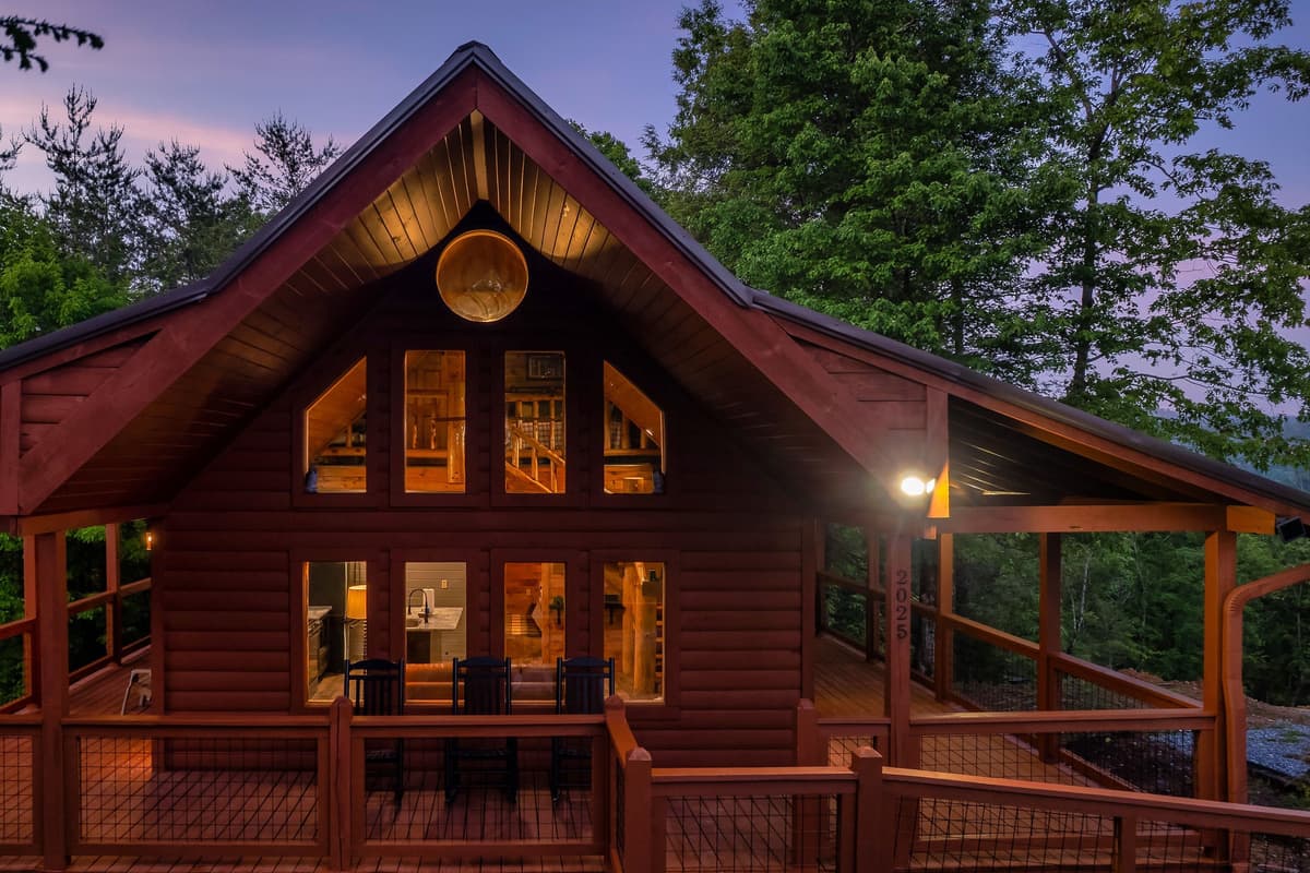 There’s something magical about a cabin in Sevierville as day turns into night.