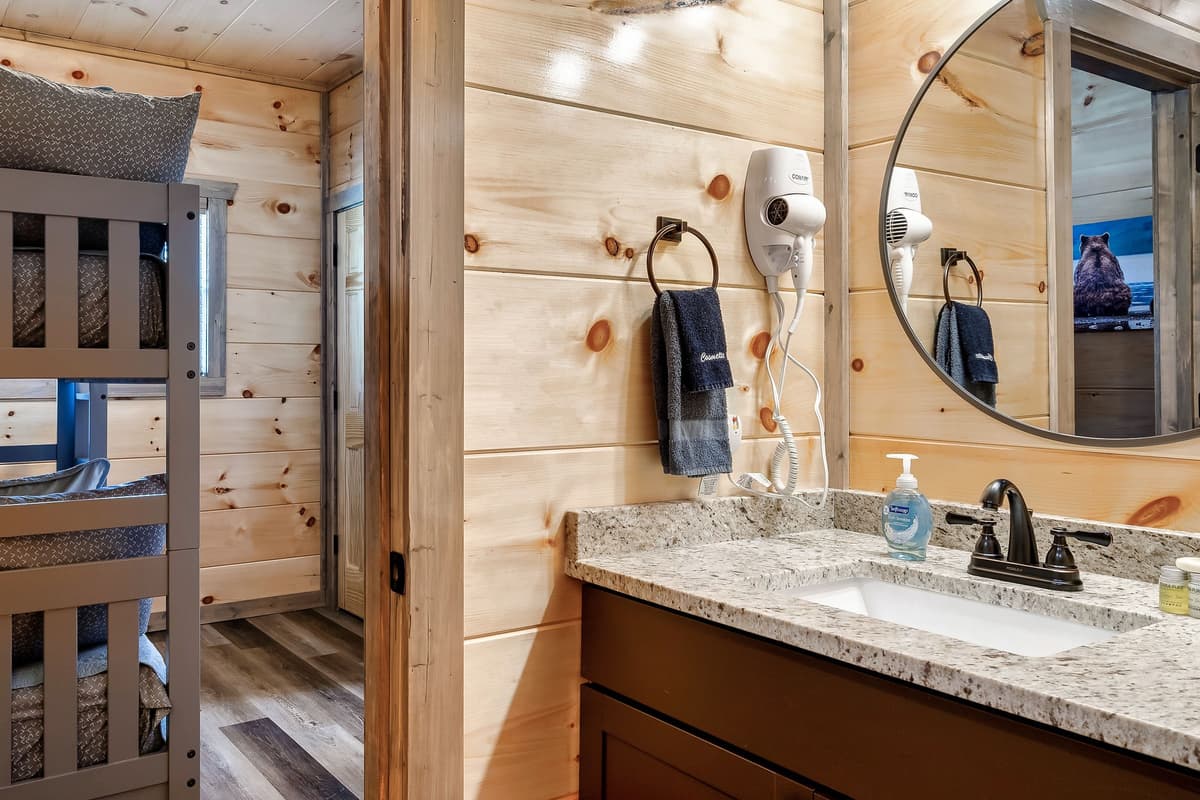 The cozy setup makes it a favorite spot for kids, teens, or friends sharing the cabin.