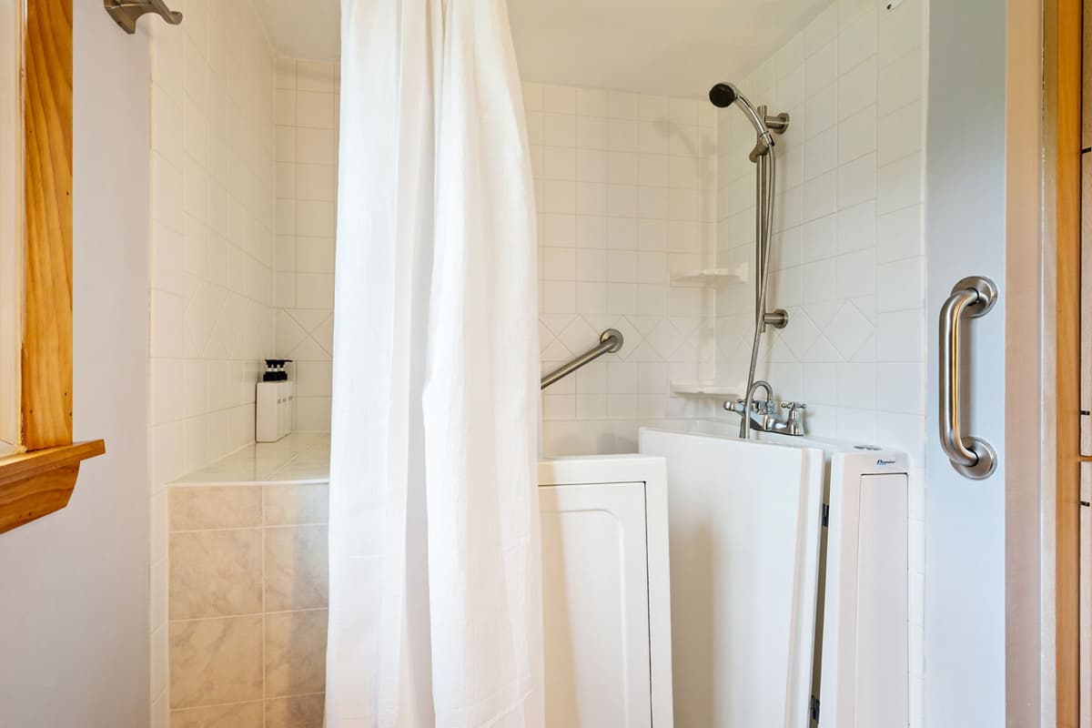 The well-appointed layout offers plenty of room to get ready in the morning or unwind after a day of exploring.