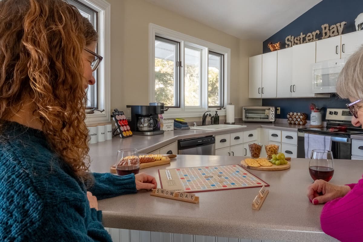 The bar area is also a great spot for snacks, drinks, games or keeping the cook company.