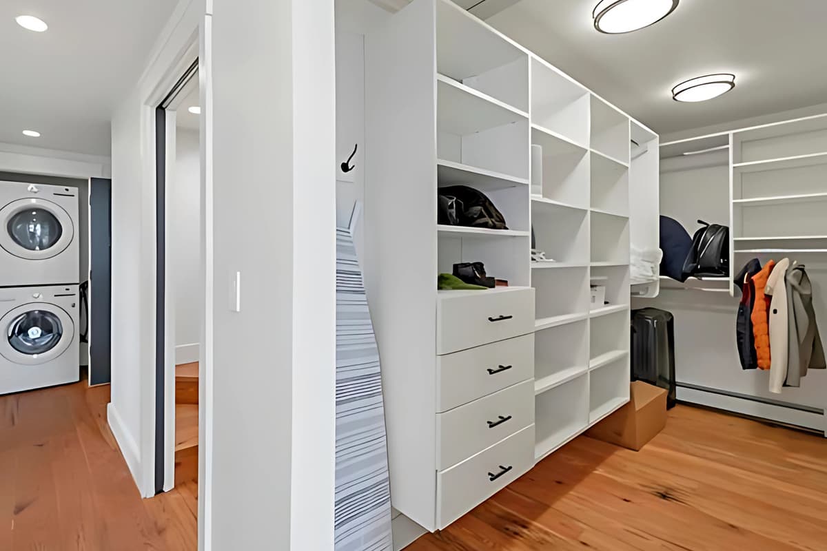 Keep clothing and personal items neatly organized while enjoying the comfort of this inviting bedroom.