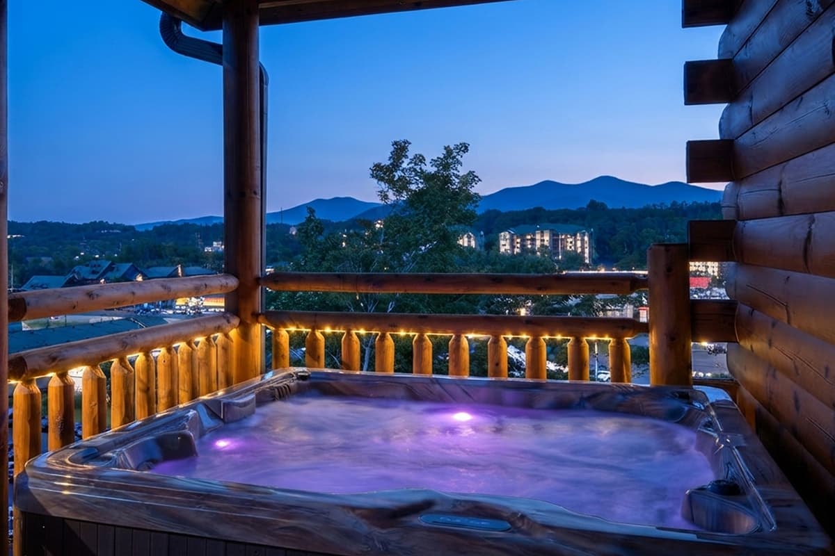 Soak your cares away in the hot tub while overlooking the peaceful beauty of the Smoky Mountains.