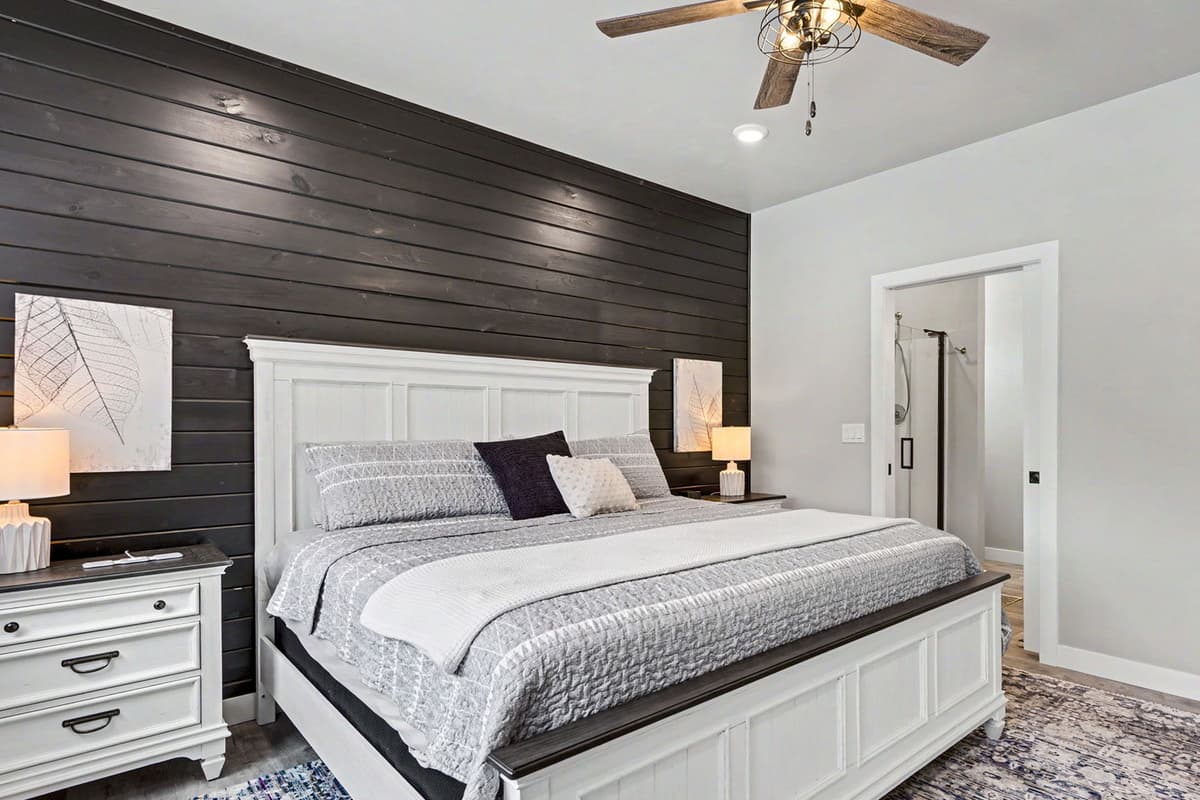 Soft, comfortable furnishings create a peaceful atmosphere for a restful night’s sleep.