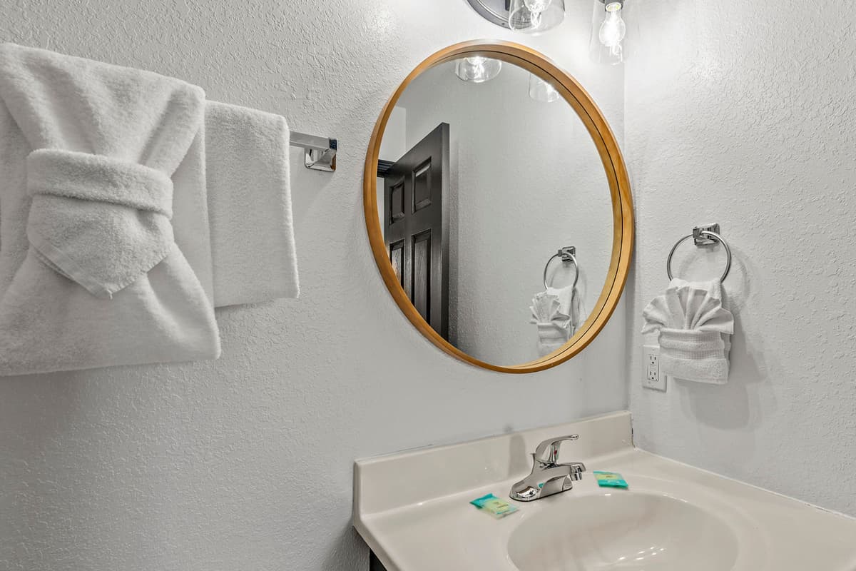 Enjoy a clean, bright space with everything you need to get ready for a day of Smoky Mountain adventures.