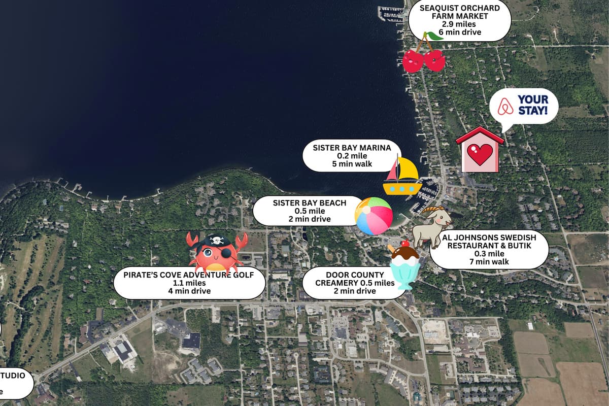 Use the map to find new places to explore and make the most of your time in Sister Bay.