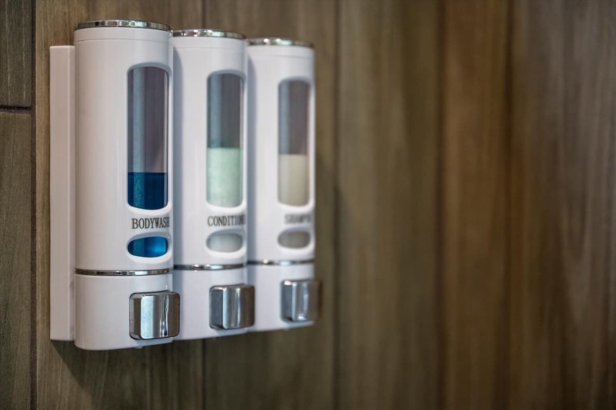 Wall-Mounted Shampoo, Conditioner and Body Wash Dispensers in the Bathroom