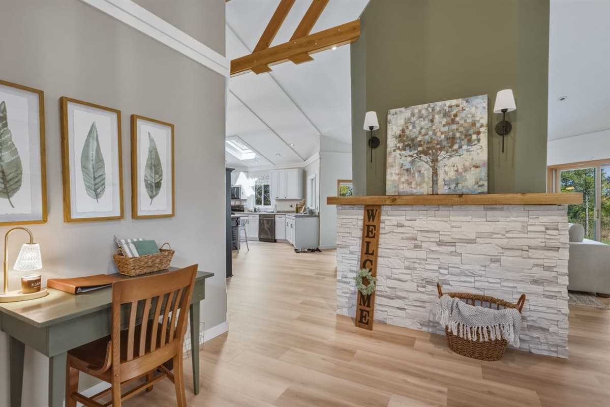 Dedicated work desk space designed for remote work, study, or planning your Door County adventures, offering a quiet and comfortable spot to stay productive during your stay.