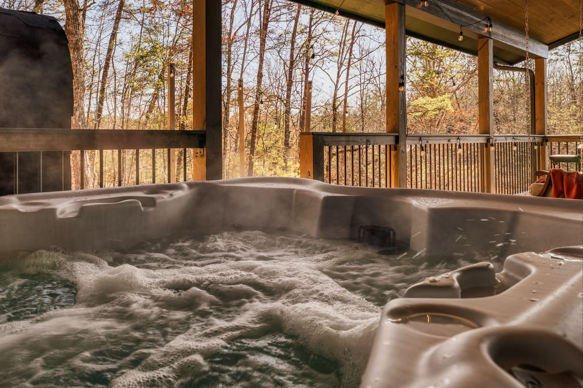 Unwind in the private hot tub and let the cares of the day melt away.