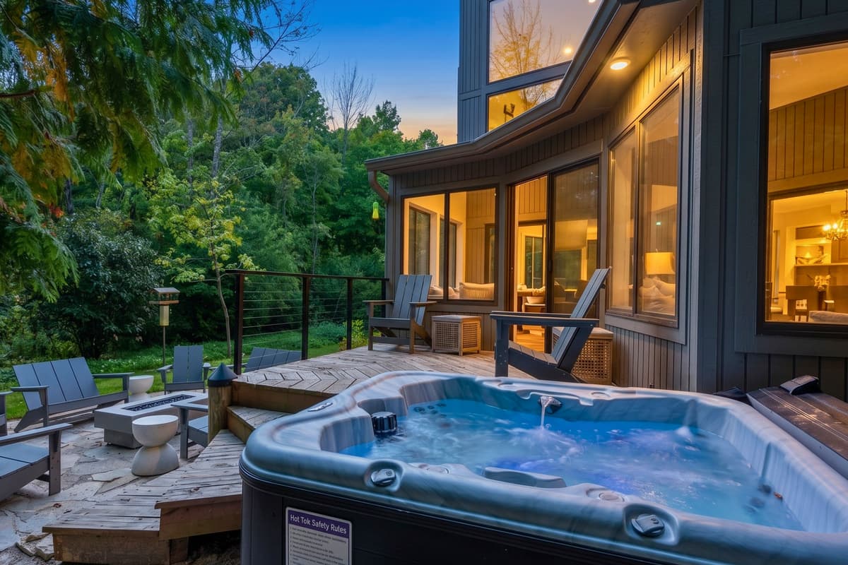The deck provides a comfortable space to gather, unwind, and enjoy the fresh air.