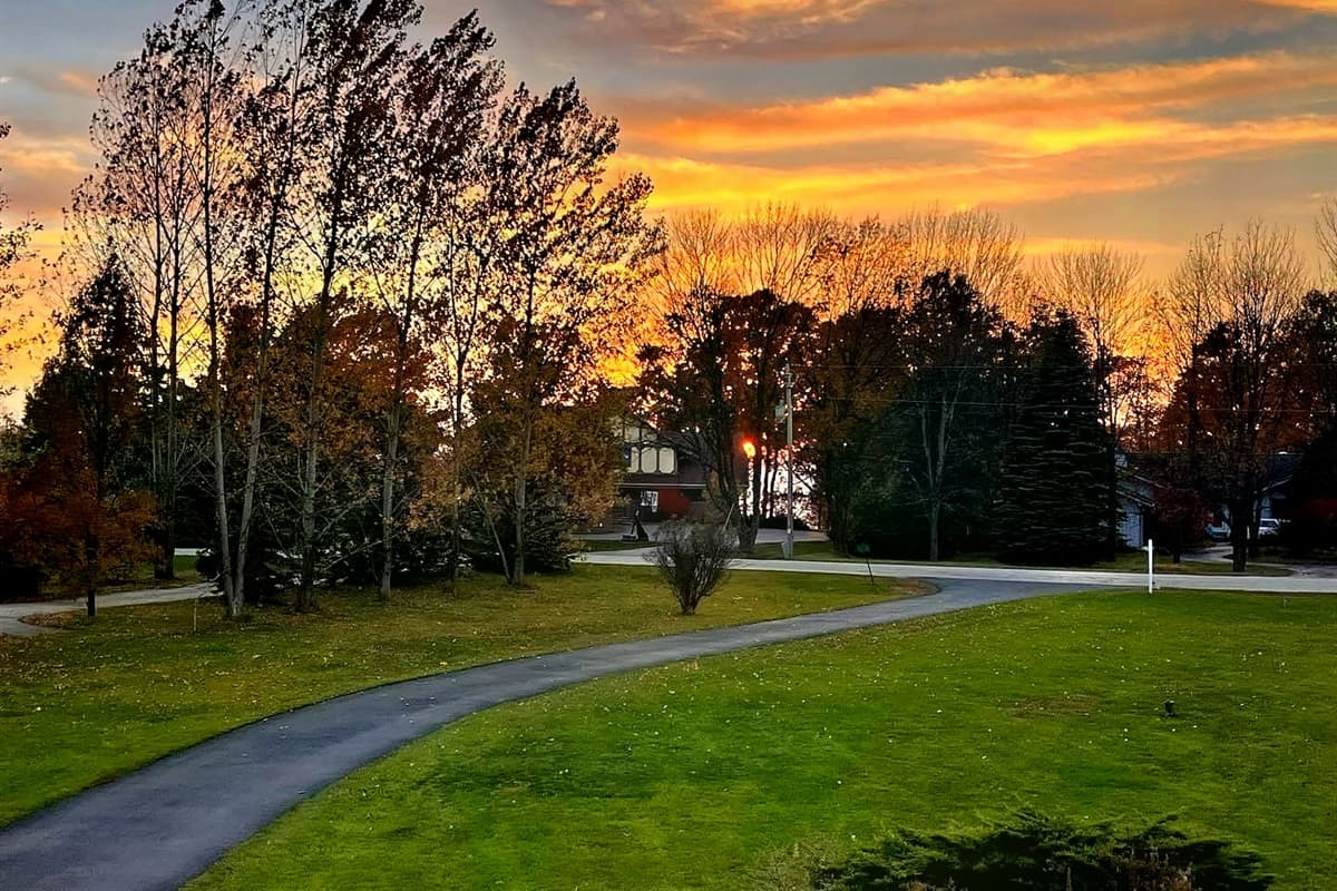 Sunset by our front yard.