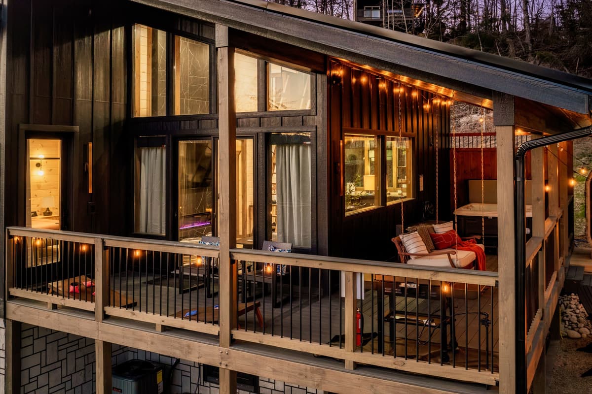 Relax on the porch, enjoy the hot tub, or gather around the propane fire pit as day turns into night.