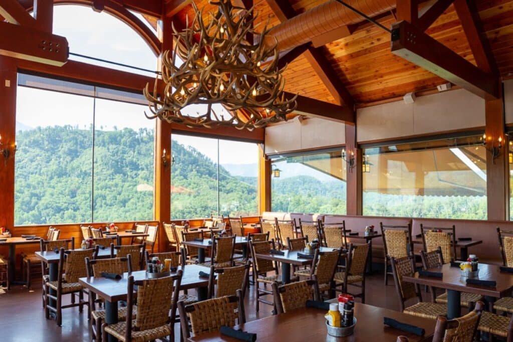 Table filled with Southern style dishes at a restaurant in the Smoky Mountains