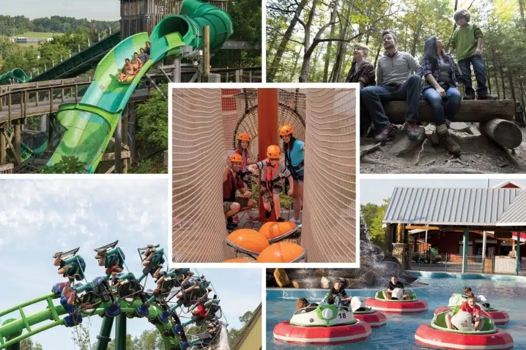 Family enjoying mini golf and attractions in Pigeon Forge Tennessee