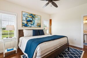 Master retreat with a king bed for ultimate comfort.