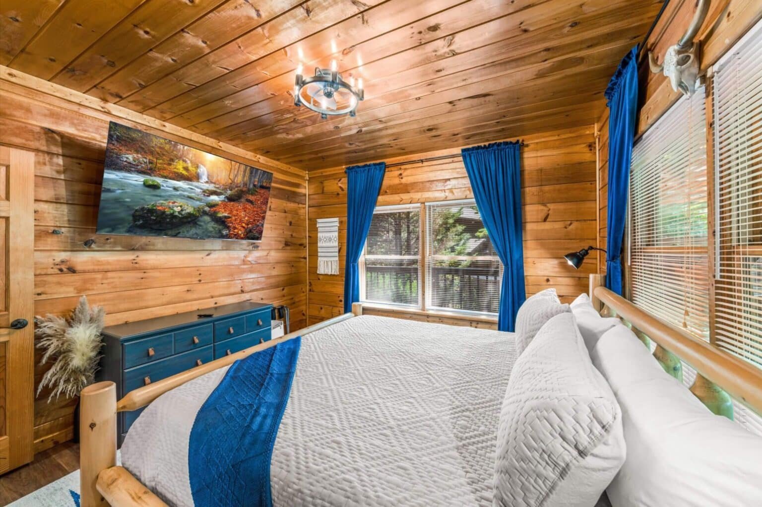 Retreat to pure luxury in our king bedroom, where comfort meets sophistication.