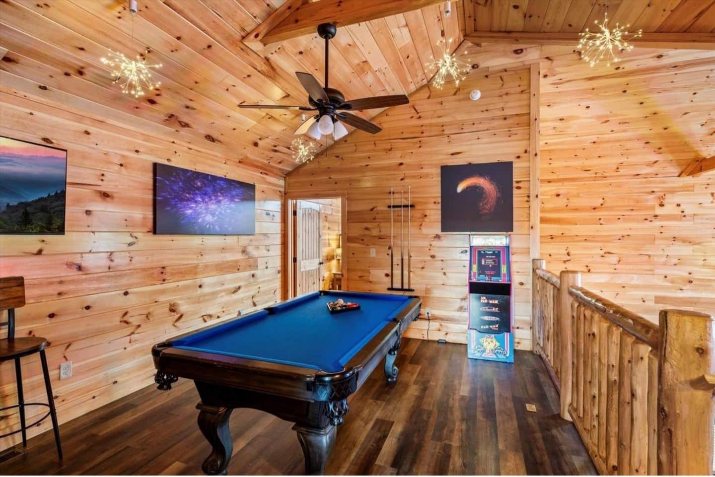 Challenge your friends in our fun-filled loft, featuring a pool table, arcade machine, and a variety of games.