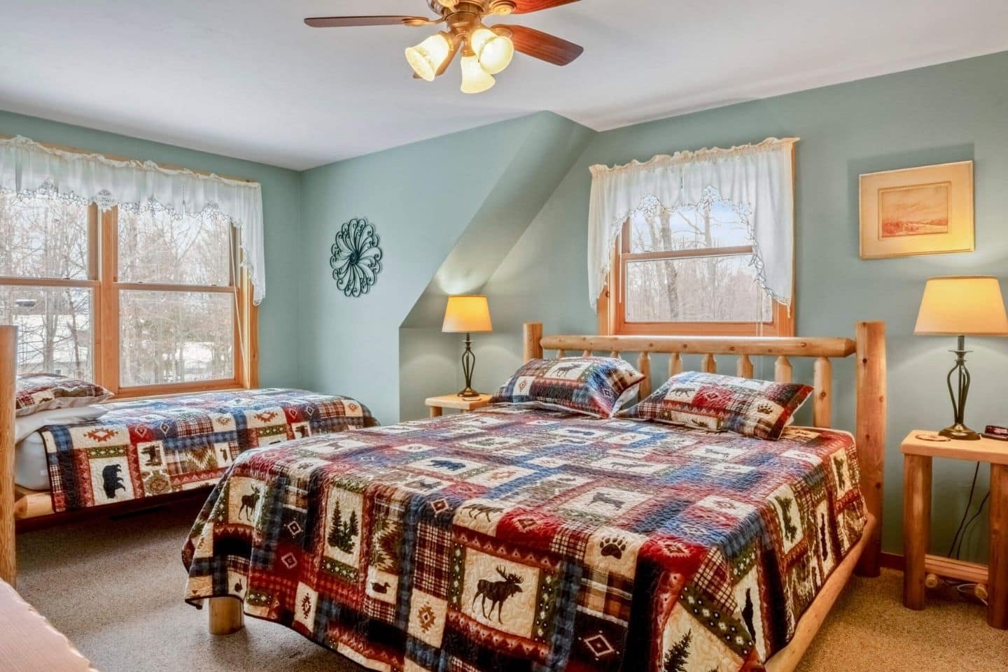 A spacious retreat featuring a king bed and a cozy twin