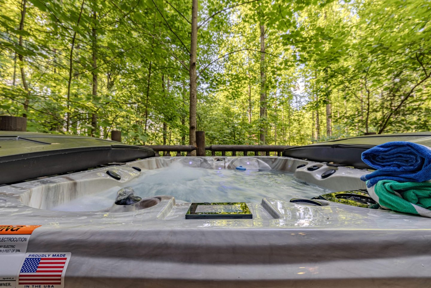 Indulge in ultimate relaxation in the bubbling hot tub